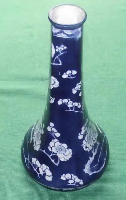 Rare Large Maling Cetemware Blue White Prunus Blossom Onion Vase 12.5"