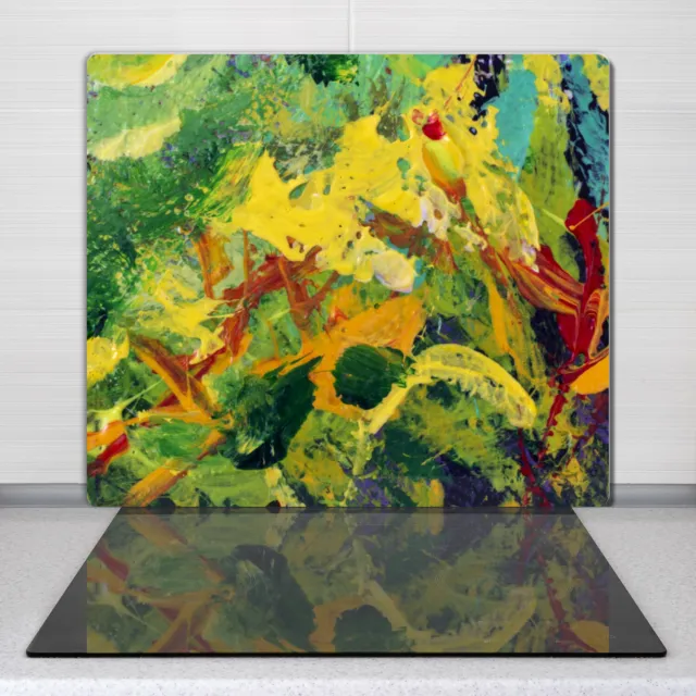 Cuisine en verre planche à découper Peinture de cuisine Fleurs abstraites 60x52