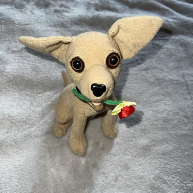 Vintage Applause "Yo Quiero" Taco Bell Chihuahua Dog Plush Toy with Rose