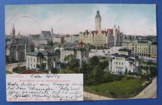 AK Litho Leipzig , neues Rathaus von der Wächterstr. aus gesehen 1905