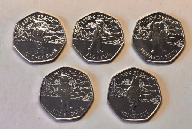  Rupert Bear 50p Five coin set - Isle of Man - 2020