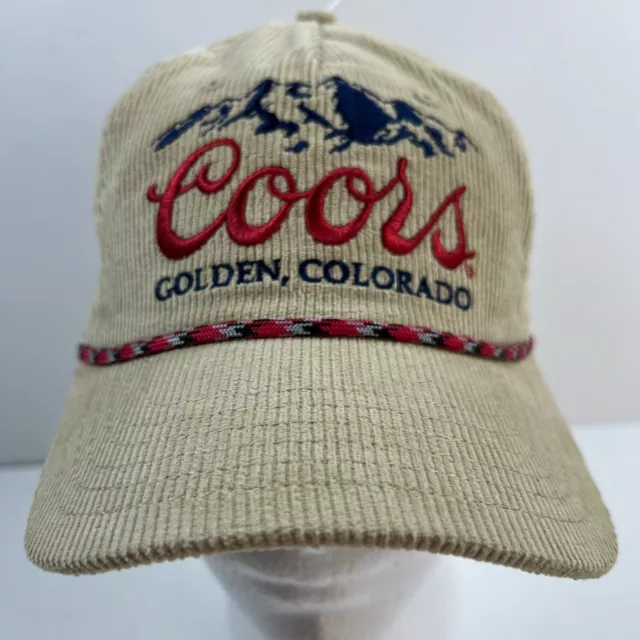 Coors Banquet Hat Corduroy Snapback Golden Colorado Khaki Tan Red Rope Cap