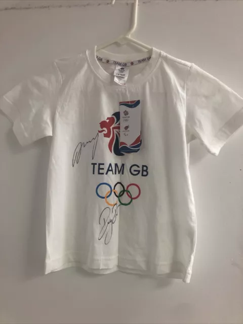 Autograph signatures￼ Team Gb T-shirt New Olympic 2012 Official Kid Size