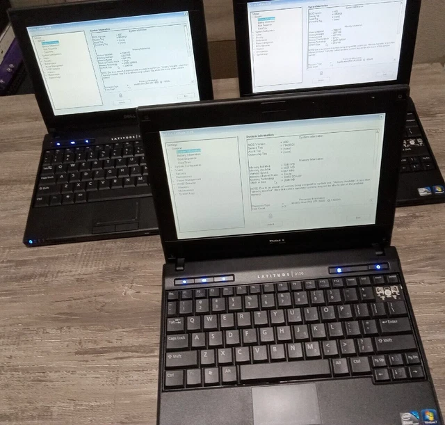 Lot of 3 Dell Latitude 2120 Laptops 2GB RAM Intel Atom 1.50 Ghz.  No Hard Drives
