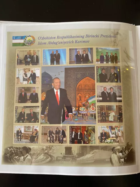 🇺🇿 Uzbekistan 2018 President Karimow unique book with stamps  1000 set printed