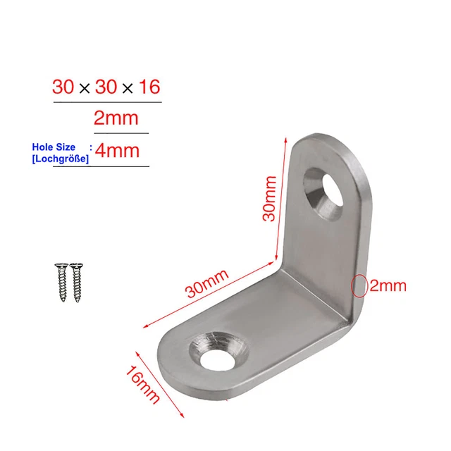 Stainless Steel Corner Brace Joint Right Angle L Shape Bracket Shelf Support