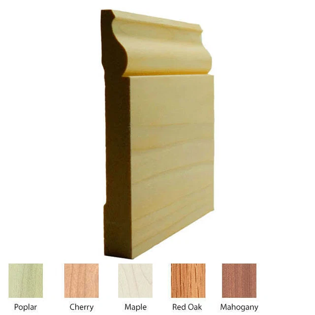 Baseboard Moulding EWBB12, 11/16" x 5-1/4" Unfinished Solid Hardwood Trim