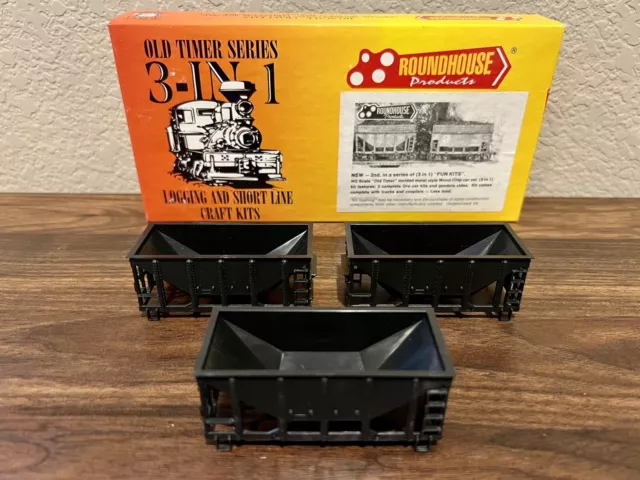 Roundhouse HO Scale Undecorated 3 in 1 Wood Chip Cars - Unbuilt New in Box