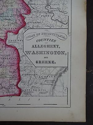 1872 Hand-Colored Map of PA/Counties of Allegheny, Washington & Greene 2
