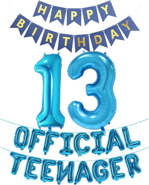 Official Teenager 13th Birthday Decorations Boys Girls, Happy Birthday Banner 13