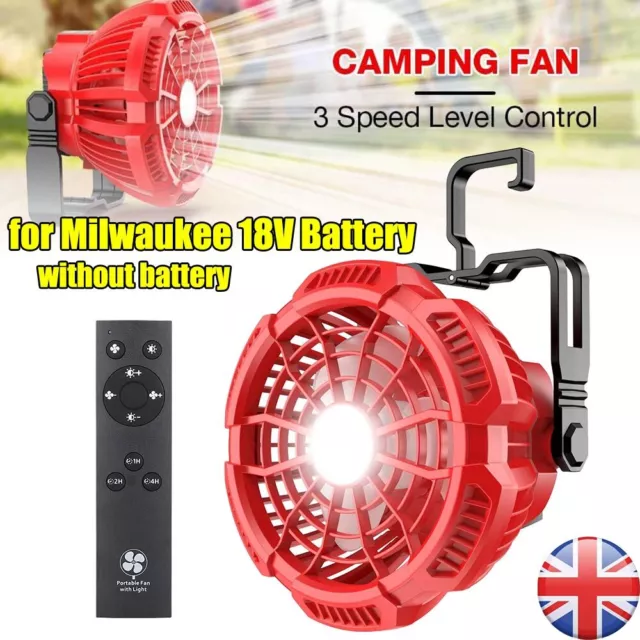 Cordless Portable LED Camping Fan Compatible with Milwaukee 18V Li-ion Battery