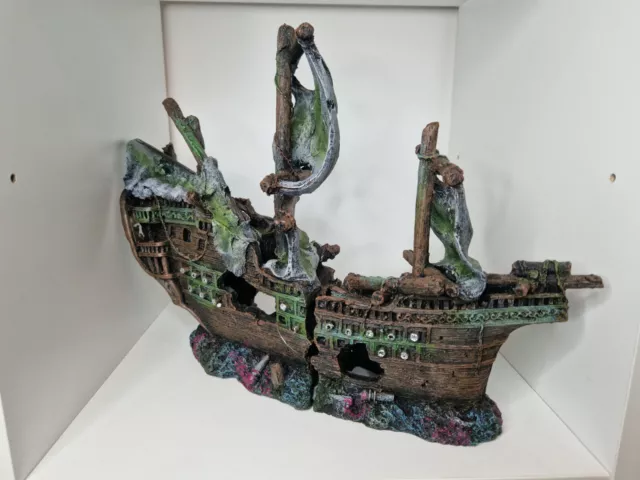 37 cm 2 Pieces Large Pirate Ship Aquarium Wreck Fish Tank Shipwreck Ornament