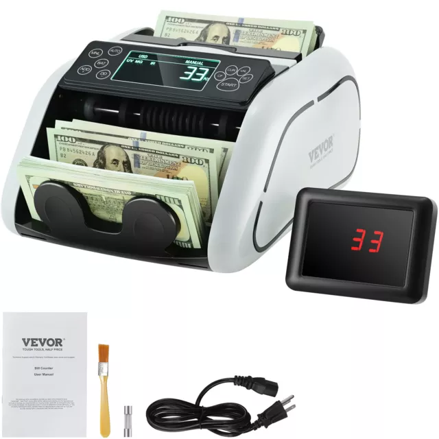 VEVOR Money Counter Machine Bill Counter with UV MG IR DD Counterfeit Detection