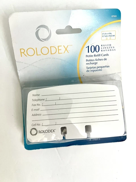 ROLODEX  100 Petite Refill Cards Address Ruled White 67553 sealed on card unused