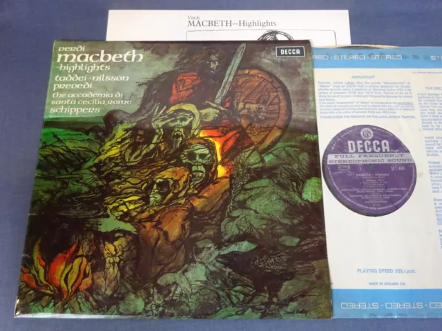 WB ED3 VERDI - MACBETH (H/L) LP, Santa Cecilia, Schippers, DECCA SET 409