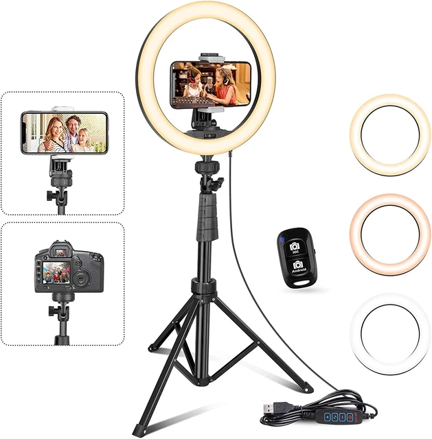 UBeesize 10''Selfie Ring Light with 62''Tripod Stand, Led Ring Light with Phone