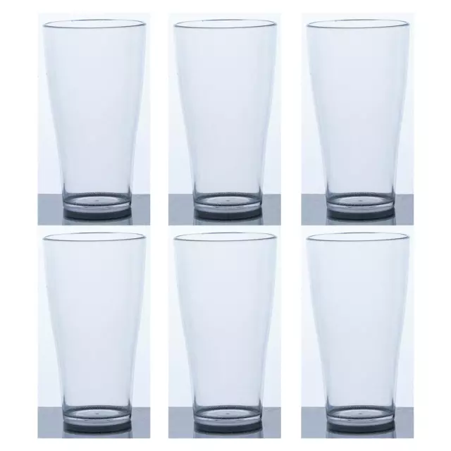 6 x Clear Plastic Beer Glass Pot 285ml Shatterproof