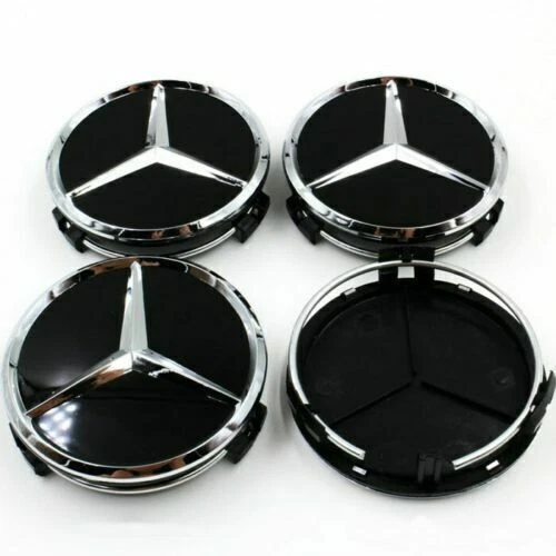 Nabenkappen Schwarz Chrom 4x Mercedes Nabendeckel Nabenkappen AMG In 45327 Essen Für 45,00 € Zum Verkauf | DE Radkappen Mercedes 75mm Schwarz Chrom