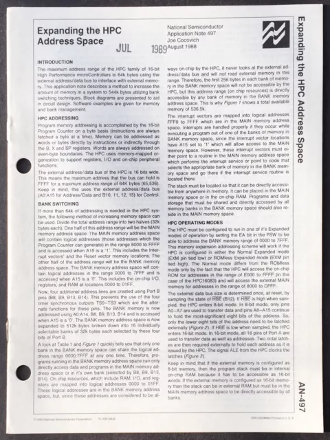 National Semiconductor - Expanding HPC Controller Address Space Data Sheet 1988