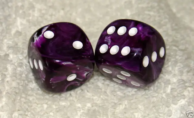 Purple Marbled Dice Pair
