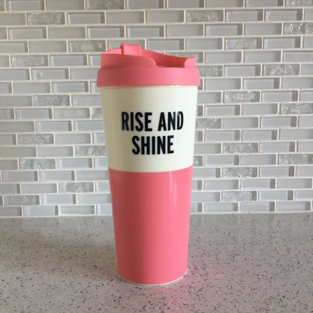 Kate Spade Tumbler Rise And Shine Coffee Thermal Travel Cup Mug 16 oz