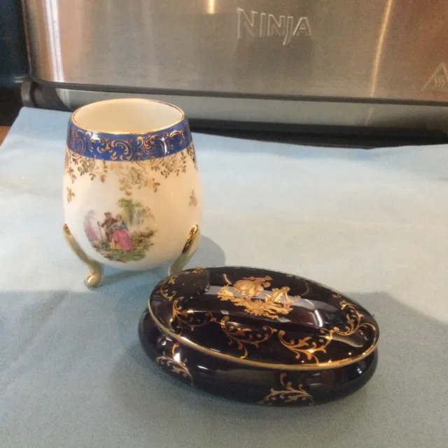 limoges porcelain box and pot