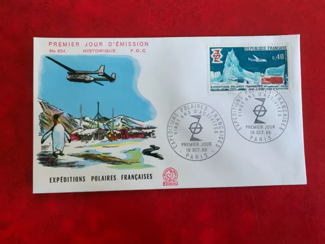 France 1968 Fdc Antarctica Penguins Polar Camp Helicopter Snocat Tractor