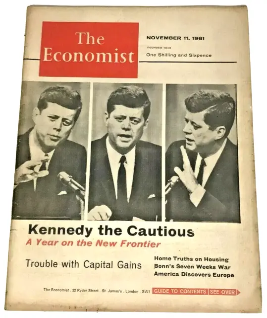 Scarce JFK Cover Economist Magazine Publication November 11th 1961