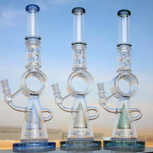 18.5" Recycler Style Donut Percolator Glass Water Pipe 2