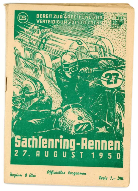 DDR Rennprogramm SACHSENRING-RENNEN 1950 HOHENSTEIN-ERNSTTHAL Motorsport (P55