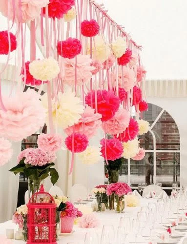 10 Stck. Stoff Papier Bommel Bommel Hängende Girlande Hochzeit Party Dekoration 2