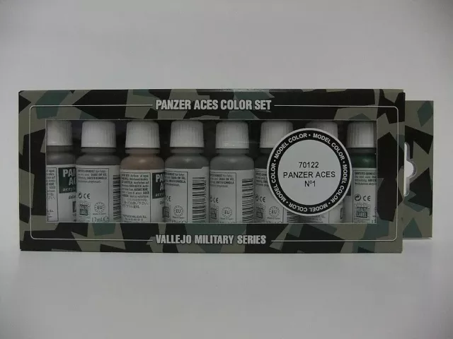 AV Vallejo Model Color Paint Set  Panzer Aces No 1 (x8) 17ml bottles VAL70122