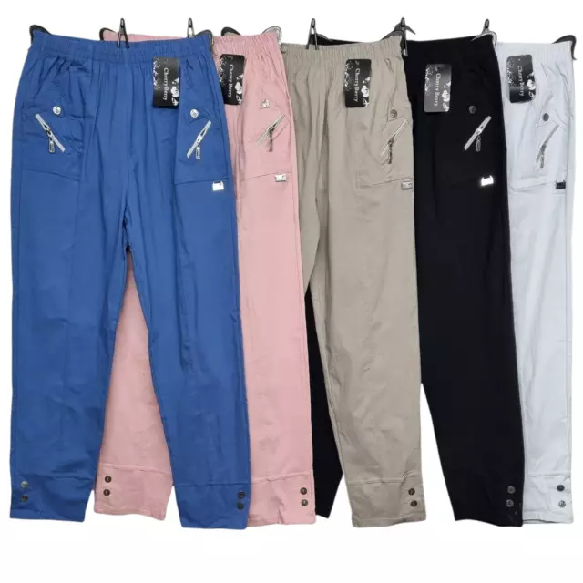 Pantaloni pantaloni lunghi da donna a lunghezza intera bacche di ciliegio nuovi cotone elasticizzati casual