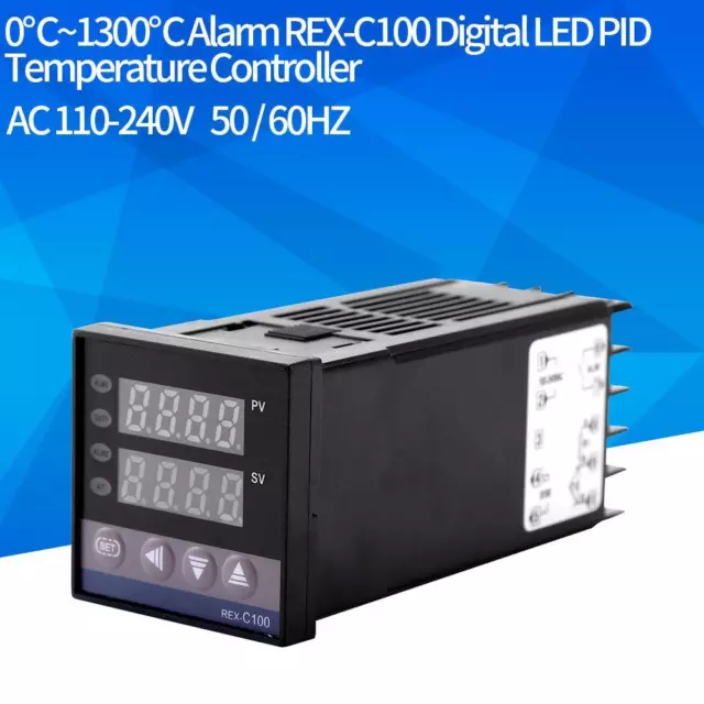 Alarm REX-C100 Digital LED PID Temperature Controller Kits 0-1300℃ AC110-240V 2