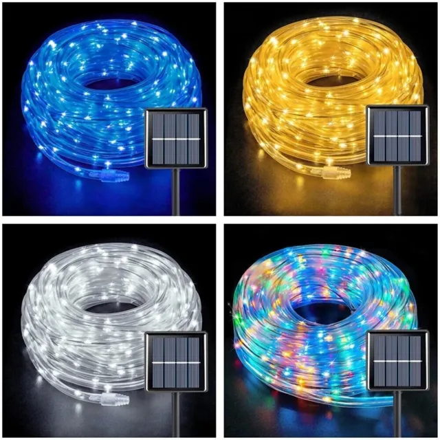 12/22/32M 300 LED Solar Power Strip Rope Lights Fairy String Xmas Outdoor Light