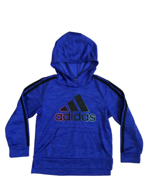ADIDAS Blue Athletic Track Jacket Size 7 Hooded Pullover Girls Youth Size 6