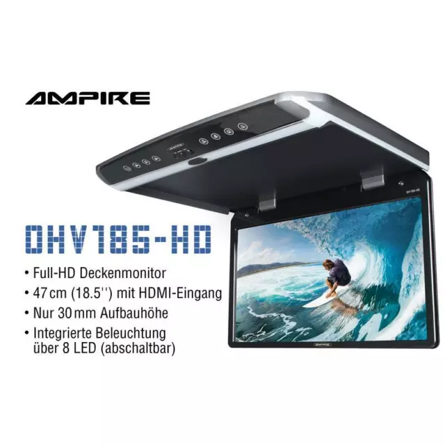 Ampire OHV185-HD Full-Hd TFT Ecran Du Haut 47cm (18.5 ") Avec Hdmi-Eingang