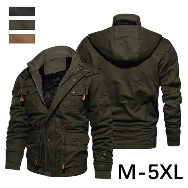 Mens Fleece Jacket Full Zip Plain Heavy Coat Stand Collar Outdoor Warm Work