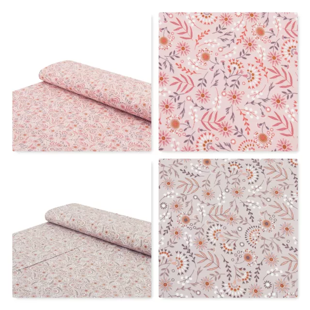 Baumwoll - Jersey Blümchen Blumen rosa taupe - Meterware ab 25 x 145 cm - Nähen