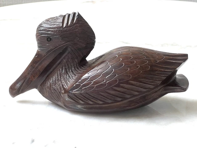 Unique Vintage Hand Carved Ironwood Duck Bird Approximately 11” In Length