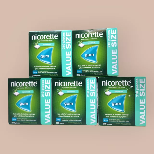 Nicorette Gum 4mg 1050 Pieces Spearmint Nicotine  5 Boxes  EXP 2025