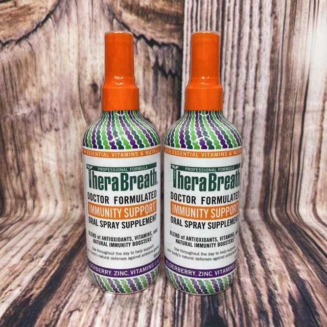 TheraBreath Immunity Support Oral Spray Supplement 10oz Each Vegan Lot of 2