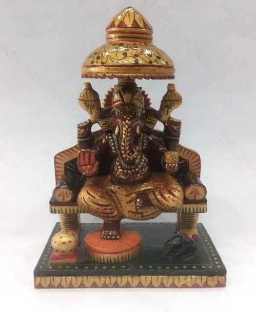 Wooden Ganesha Statue Inches Hand Carved Wooden Ganesh idol, Lord Ganesha 6 inch