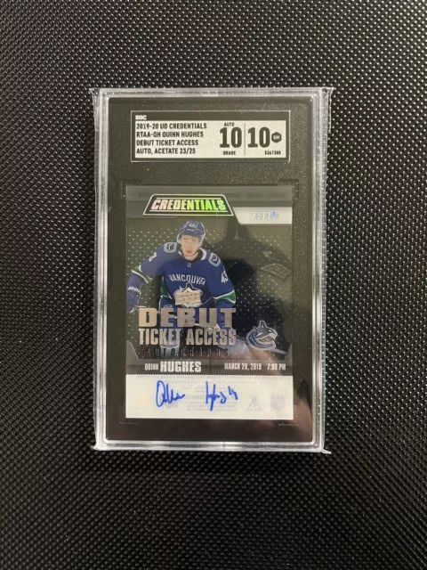 Quinn Hughes 2019-20 Credentials Debut Ticket Access /25 Rookie Auto RC SGC 10