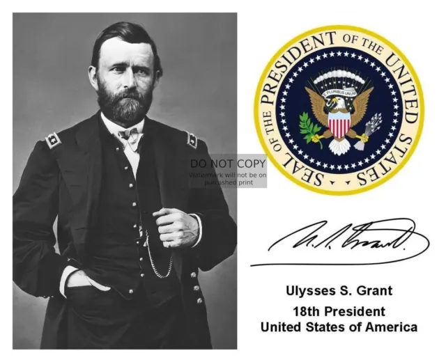 President Ulysses S. Grant Civil War Portrait Presidential Seal 8X10 Photo