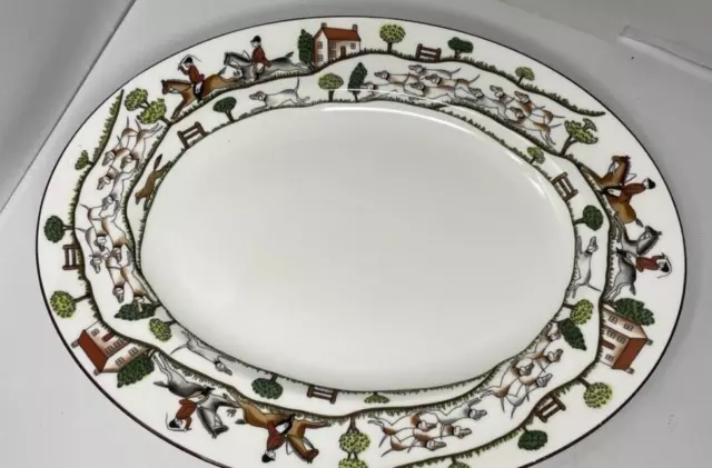 "Hunting Scene"Crown Staffordshire Oval Serving Platter 14''x 11'' Thanksgiving