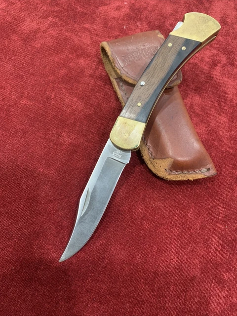 Vintage Buck 110 Folding Hunting Knife (3-Dot) With Sheath 1980 - 1981 USA