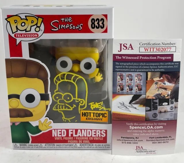 Tone Rodriguez Signed & Sketched The Simpsons Ned Flanders Funko POP JSA COA