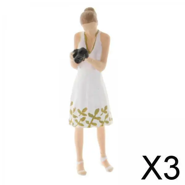 3X 1:64 Mini People Women Figure Doll Resin Model Scenario Building Layout White