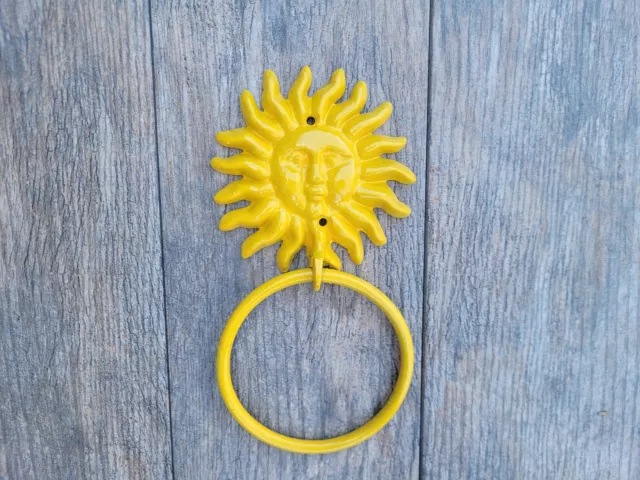 Iron Sun Towel Ring, Hand Towel wall hanger, Celestial Moon Stars bathroom decor